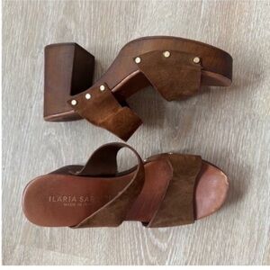 Ilaria Sartori Brown Leather Platform Sandals size 6.5 (37.5)